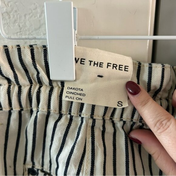 NWT Free People Dakota Cinched Pull On Pants Jeans Washed Railroad Stripe - Picture 4 of 5